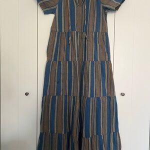 Ace & Jig Striped Blue and Brown Maxi Dress